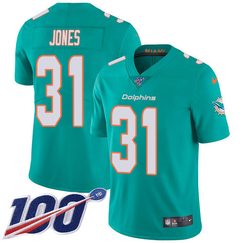 Nike Miami Dolphins #31 Byron Jones Aqua Green Team Color Youth Stitched NFL 100th Season Vapor Untouchable Limited Jersey->youth nfl jersey->Youth Jersey